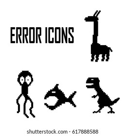 Set of pixel animal error icons. Vector illustration