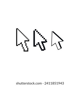 Reihe von Pixelpfeilern.  Mauszeiger eingestellt. Pfeil-Cursor Seitenpfeile oder Handsymbol.

