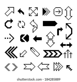 Set of pixel arrow symbol