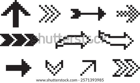 A set of pixel arrows, a double arrow. collection of arrow direction