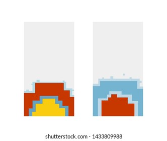 Set of pixel art colorful flyers. 