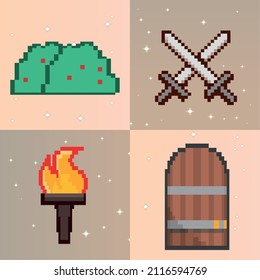 set of pixel art for games