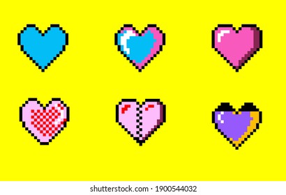 Set Pixel Art Heart Icons Isolated Stock Vector (Royalty Free) 1900217857