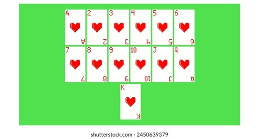 set of pixel art hearts playing card playing poker and casino	
