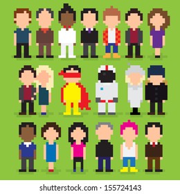 Set Pixel Art People Icons Vector Stock Vector (Royalty Free) 155724143 ...