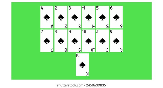 set of pixel art spades, pikes, playing card playing poker and casino	