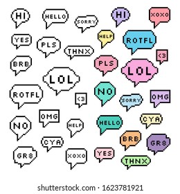 Set of pixel art speech bubbles