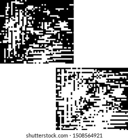 Set of pixel background. Abstract geometric black and white vector art.