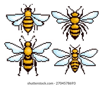 El símbolo de la abeja de píxel establecido en vuelo.
