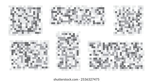 Conjunto de Formas censuradas de Pixel. Contenido prohibido. Rectángulo de la censura aislado en un fondo blanco. Rectángulos grises desenfocados. Ilustración vectorial