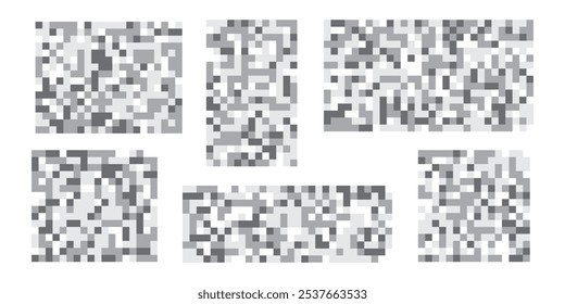 Satz von Pixel-zensierten Formen. Unzulässige Inhalte. Zensurrechteck einzeln auf weißem Hintergrund. Unscharfe graue Rechtecke. Vektorgrafik