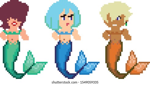 Set of pixel characters in art style