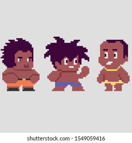 Set of pixel characters in art style