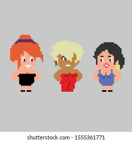 Set of pixel characters in art style