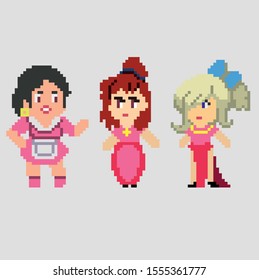 Set of pixel characters in art style