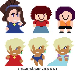 Set of pixel characters in art style
