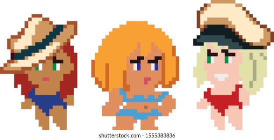 Set of pixel characters in art style