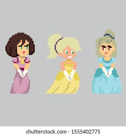 Set of pixel characters in art style