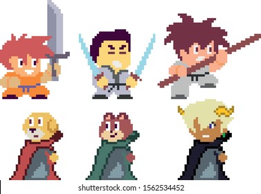 Set of pixel characters in art style