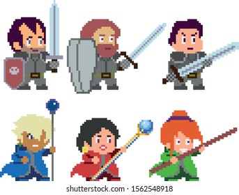 Set of pixel characters in art style