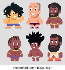 Set of pixel characters in art style