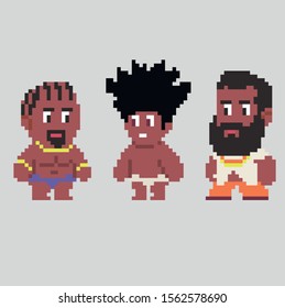 Set of pixel characters in art style