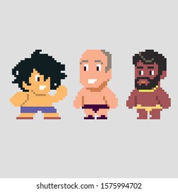 Set of pixel characters in art style