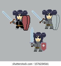 Set of pixel characters in art style