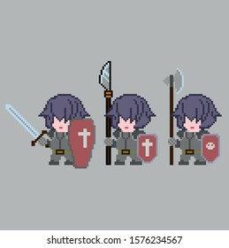 Set of pixel characters in art style