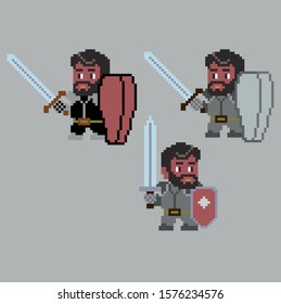 Set of pixel characters in art style