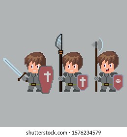 Set of pixel characters in art style