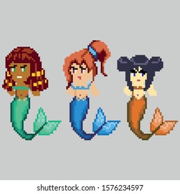 Set of pixel characters in art style