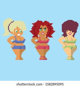 Set of pixel characters in art style