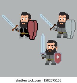 Set of pixel characters in art style