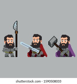 Set of pixel characters in art style