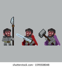 Set of pixel characters in art style