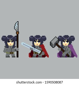 Set of pixel characters in art style