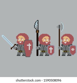 Set of pixel characters in art style