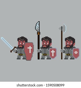 Set of pixel characters in art style