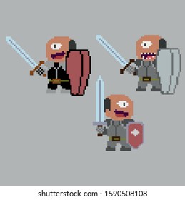 Set of pixel characters in art style