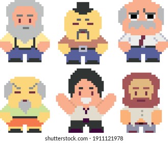 Set of pixel characters in art style