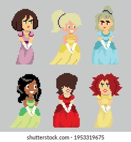 Conjunto de caracteres de píxel en estilo de arte