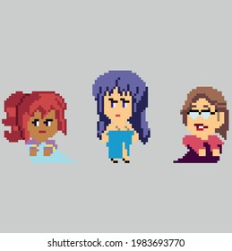 Set of pixel characters in art style
