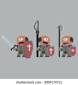 Set of pixel characters in art style