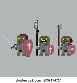 Set of pixel characters in art style