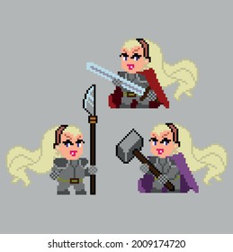 Set of pixel characters in art style