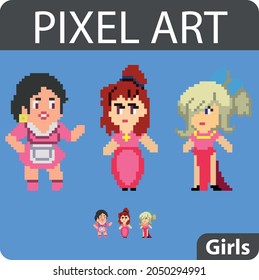 Set of pixel characters in art style