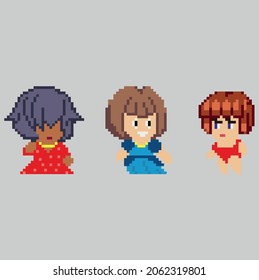 Conjunto de caracteres de píxel en estilo de arte