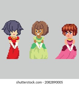 Set of pixel characters in art style