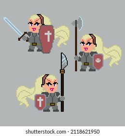 Set of pixel characters in art style